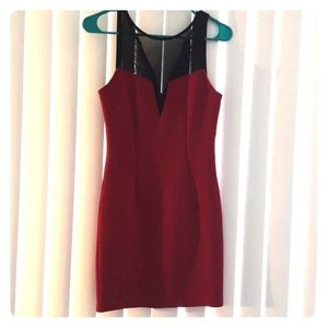 Burgundy and black bodycon dress